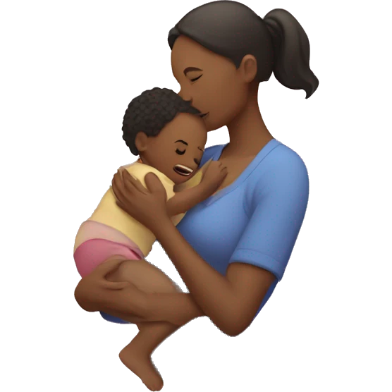 Mom holds the baby in her arms facing each other emoji