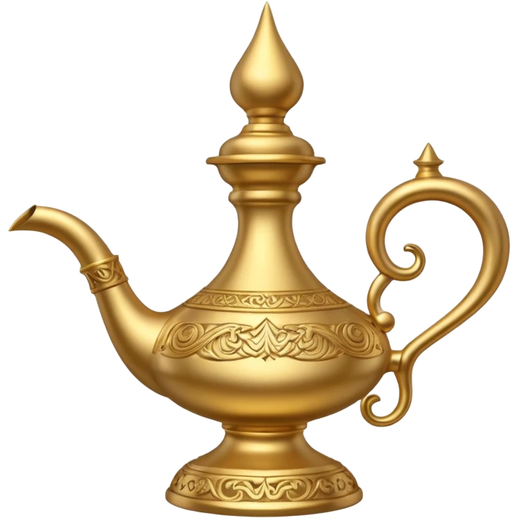 A hyperrealistic genie lamp emoji