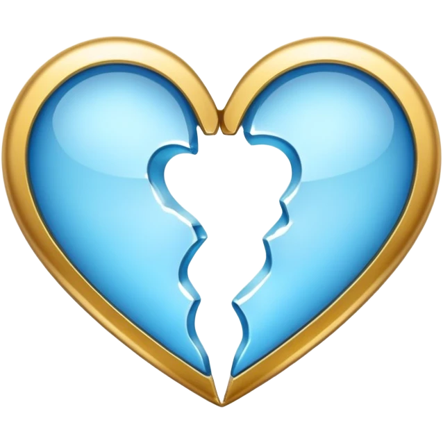 heart split in two, left side icy blue, right side shiny gold emoji
