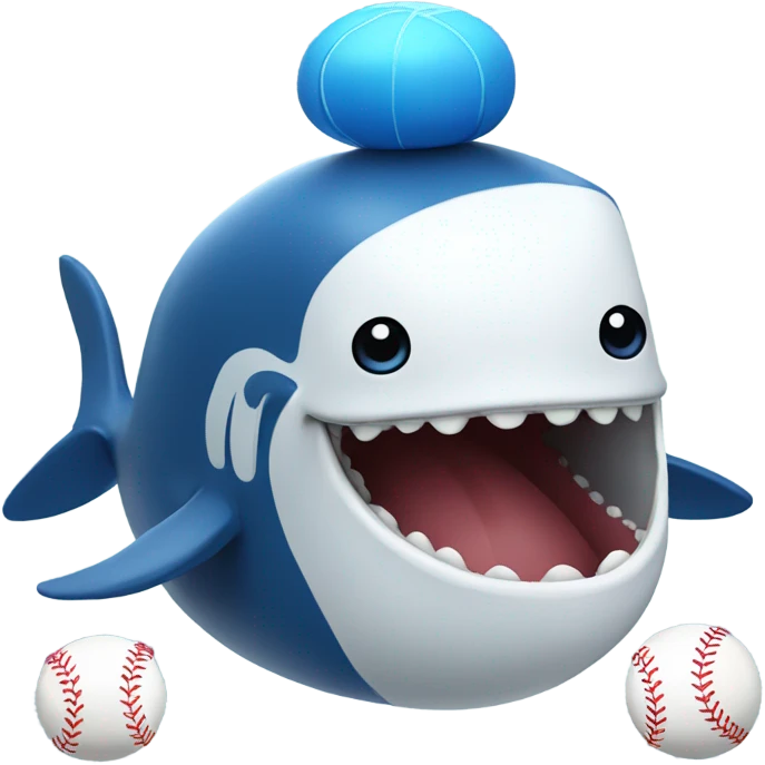 Whale with a blue baseball emoji