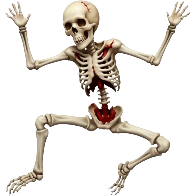 3D rotting corpse jumping in the air. In the style of your bloody skull art emoji