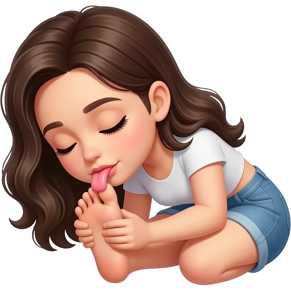hair closed eyes licking toes emoji