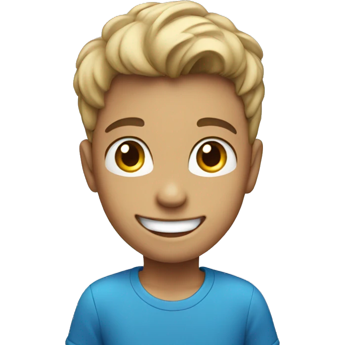 smiling boy in blue shirt emoji