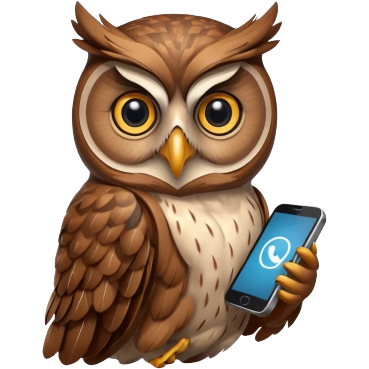 Сова с телефоном emoji
