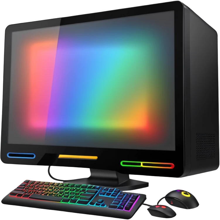 a black gaming pc with rgb lights  emoji