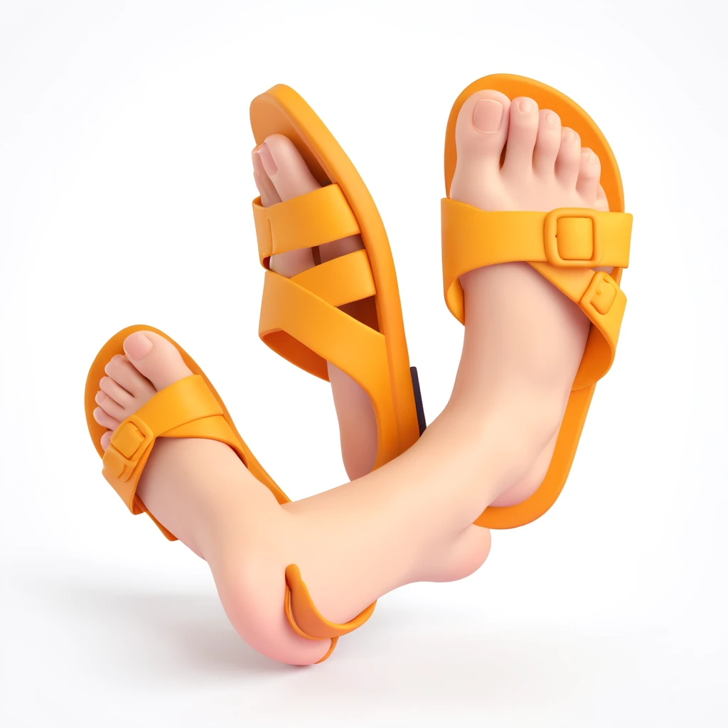 facebook emoji style, a hand holding a sandal, sandal wound up as if about to be used to hit something, dynamic pose, concise emoji