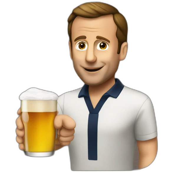 Macron drink beer emoji
