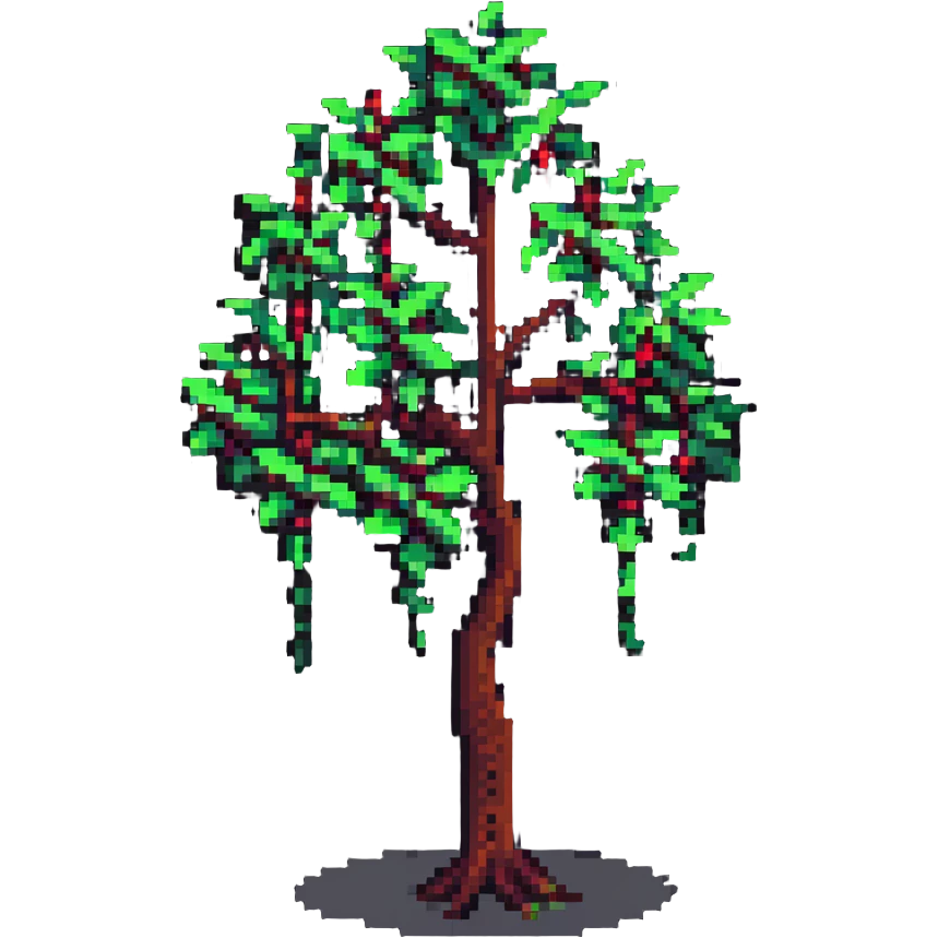 pixel art of a branching decision tree symbolizing an algorithm emoji
