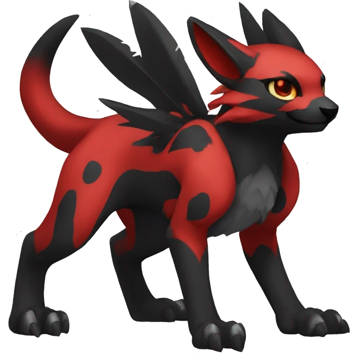 cool edgy black red animal hybrid Fakemon full body emoji