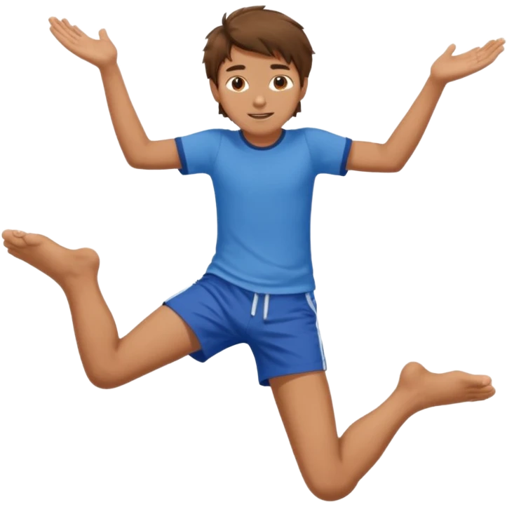 barefooted boy with messy hair spreading his legs  emoji