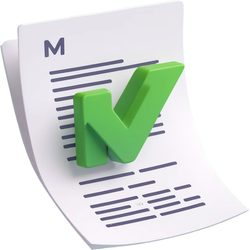 emoji for data validation, document with a green checkmark emoji