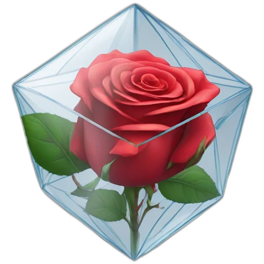 Red Rose in glass octahedron emoji