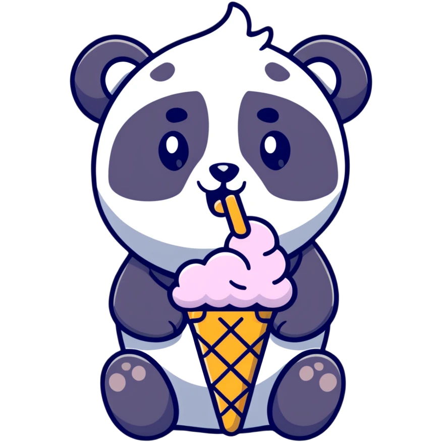 Panda eating ice cream emoji