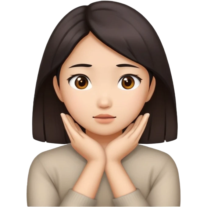 A mad Asian girl crossing her hands to her neck emoji