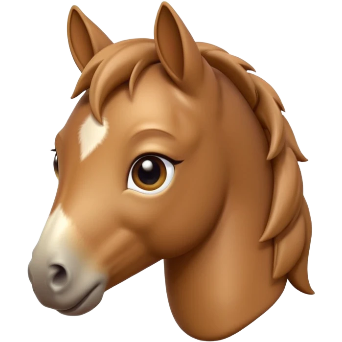 3D Apple-style emoji of a cute foal (young horse). Small body, big eyes, short mane, light brown color, rounded and glossy, smooth shading, white background.
 emoji
