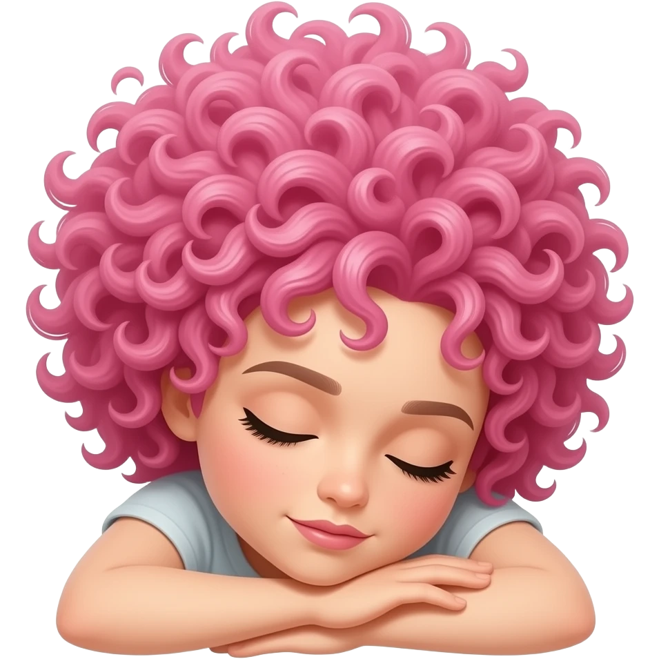 Funky Pink hair woman napping emoji