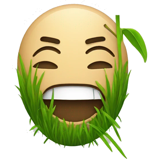 emoji with a blade of grass in the mouth emoji