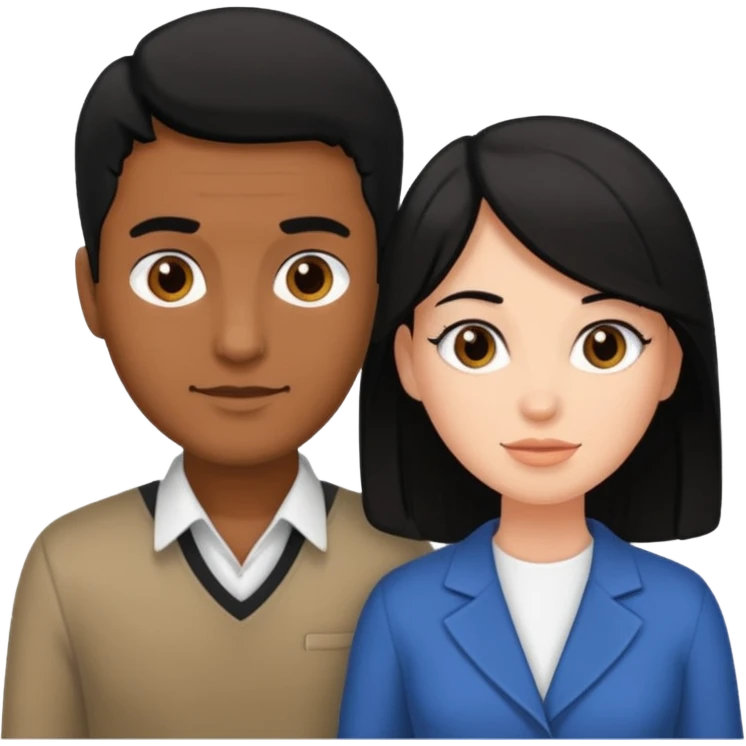 Sex position brown male and a white female with black hair emoji