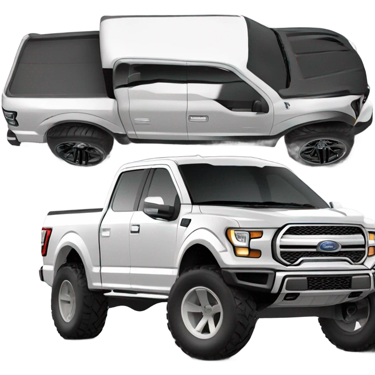 White 2024 Ford F150, lowered with black rims  emoji