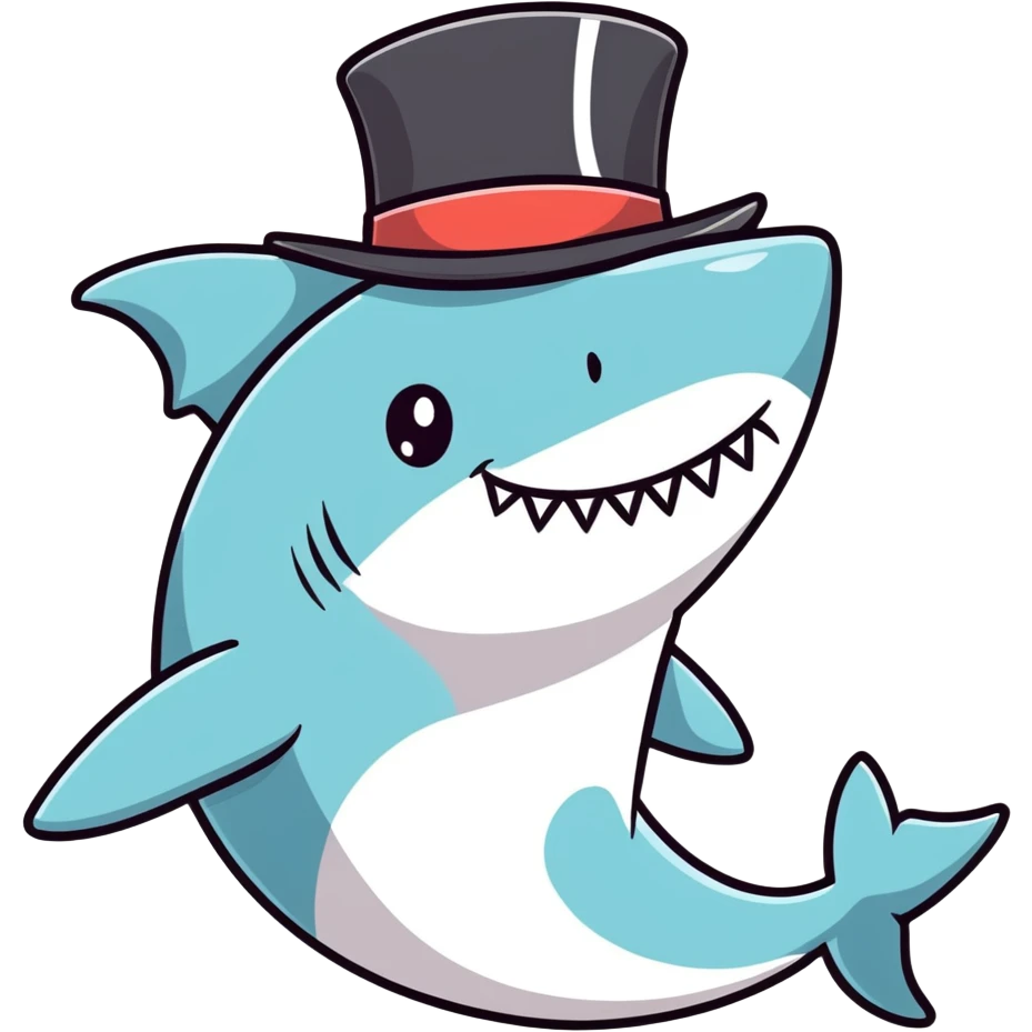 Shark with a top hat emoji