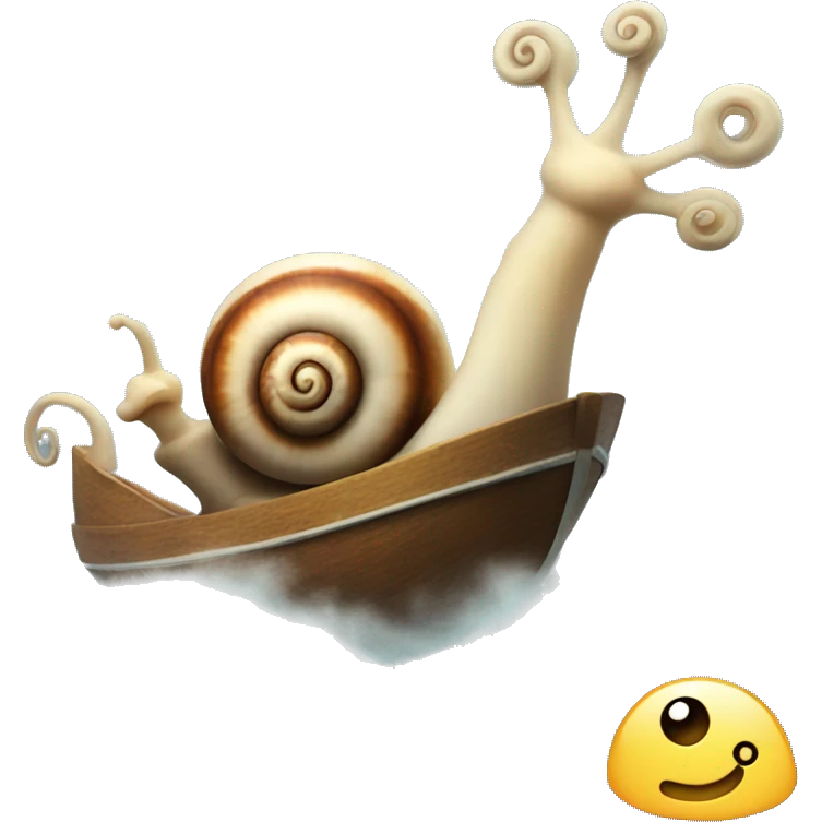 Snail on a steaming boat emoji