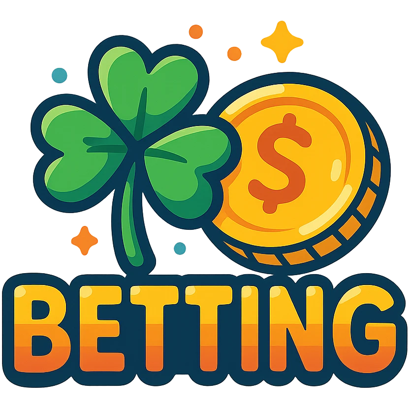 playful and colorful betting logo with a lucky clover and coin emoji