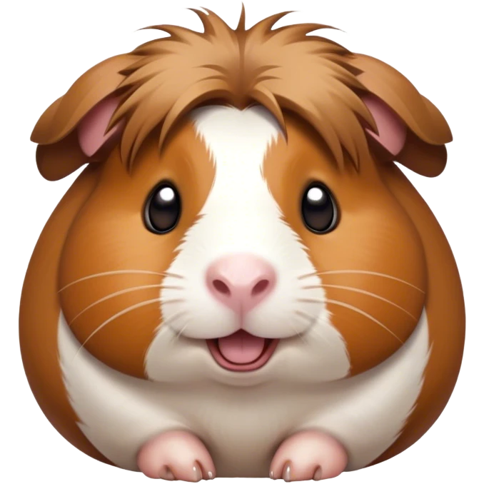 Cinematic Comical Brown and White Banded Guinea Pig Portrait Emoji, Head tilted dramatically with an exaggeratedly amused expression, featuring a striking fur with bold brown and white banding, wide, expressive dark eyes filled with playful disbelief, Simplified yet hilariously expressive features, highly detailed, glowing with a slightly sassy glow, high shine, dramatic yet playful, stylized with an air of cheeky mischief, bright and endearing, soft glowing outline, capturing the essence of a spirited and over-the-top guinea pig, so meme-worthy it feels like it could side-eye its way into internet fame instantly! emoji