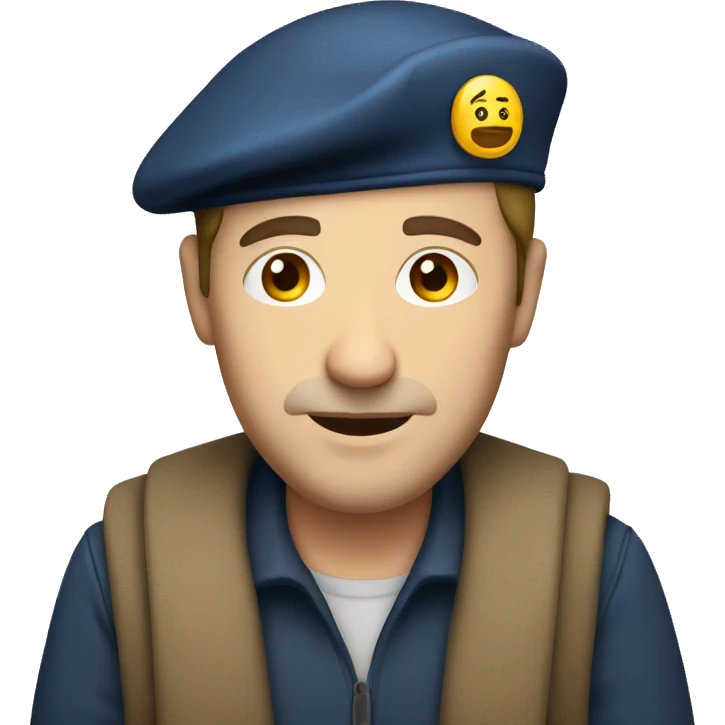 caucasian french man wearing a beret emoji