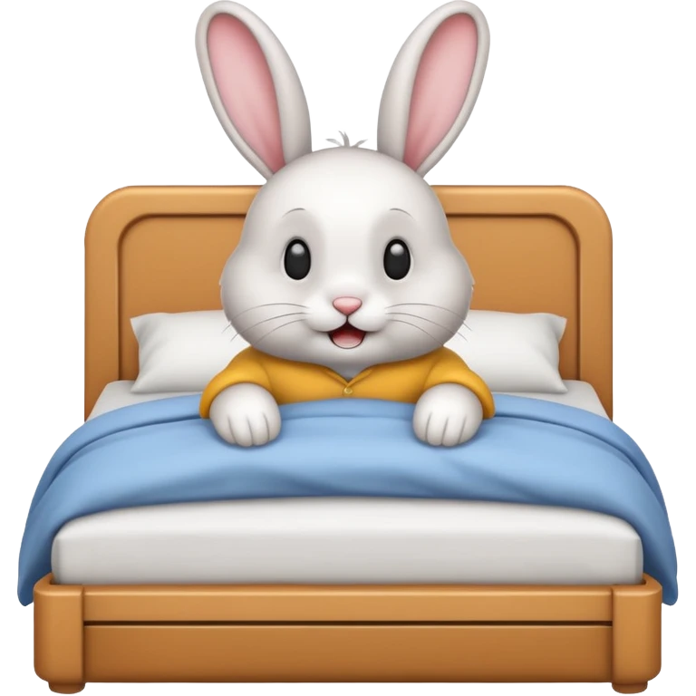 cartoon rabbit jumps out of bed emoji