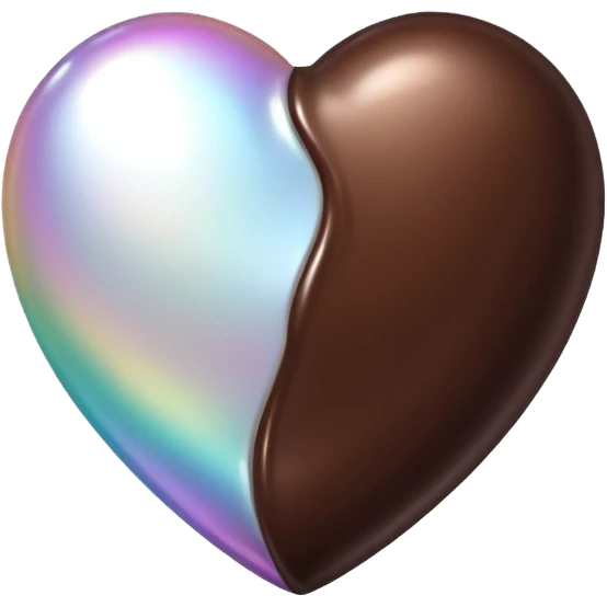 dark chocolate heart with pearl emoji