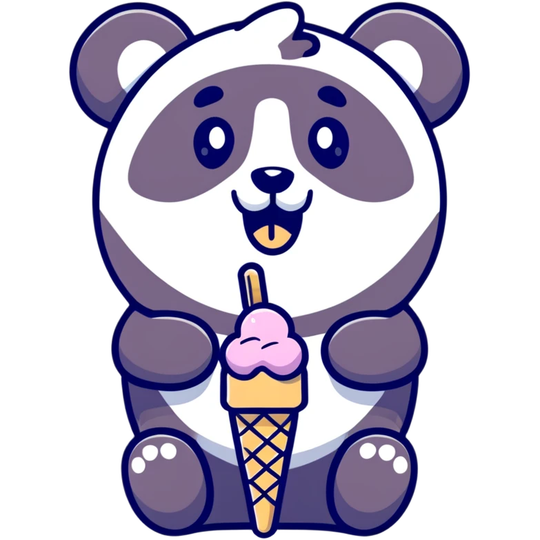 Panda eating ice cream emoji
