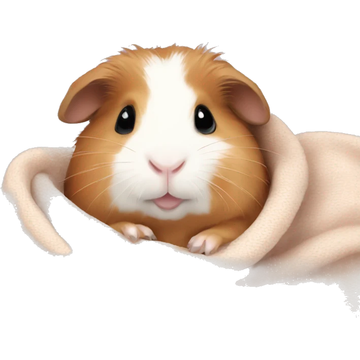 Guineapig cuddling a soft small blanket  emoji
