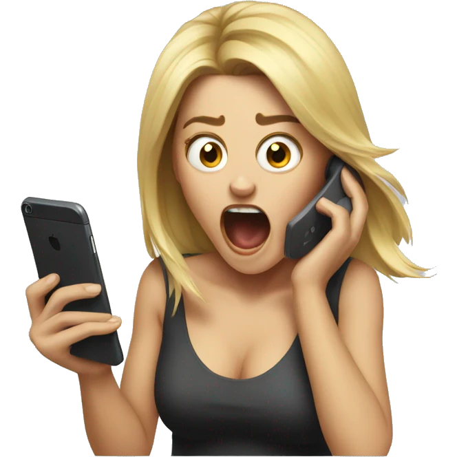 Girl screaming at phone  emoji