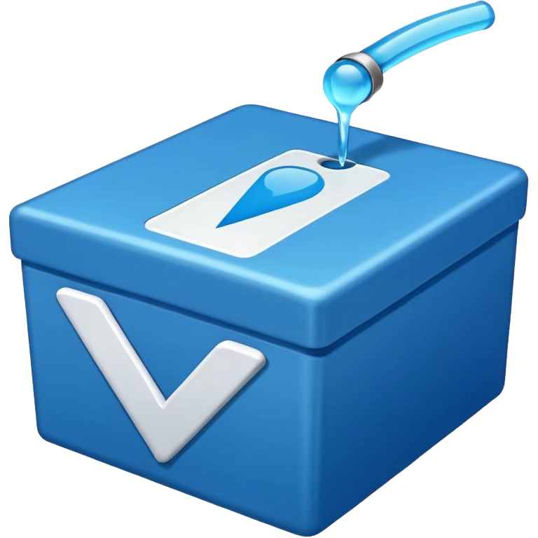 A blue box  and a white tick 1d emoji