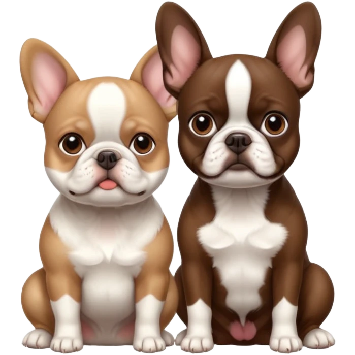 White French bulldog sitting next to brown Boston terrier emoji