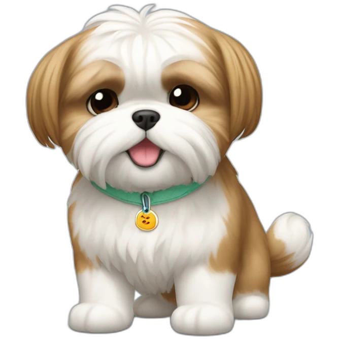 shi tzu with name almendra fighting with cat with name menta emoji