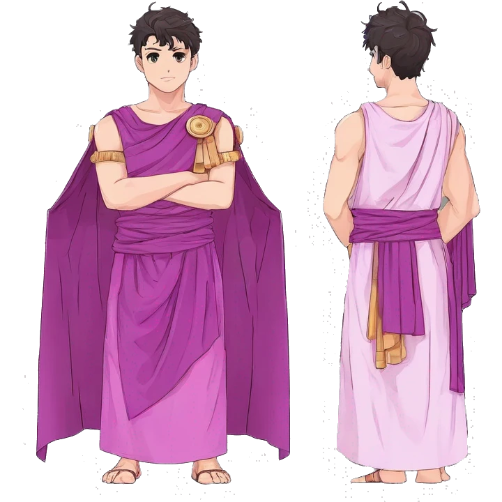 Roman man purple and pink toga sci fi clothing patterns emoji