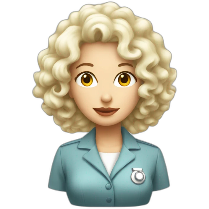 White blong curly hair preaty lady working in nuclear emoji