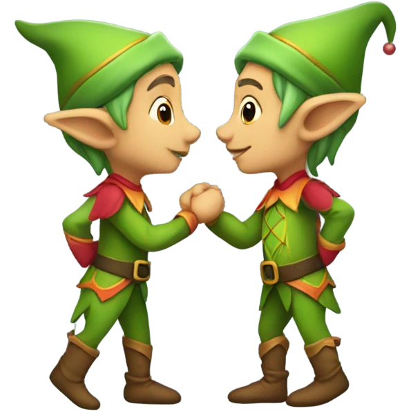 Elf on an elf kissing emoji