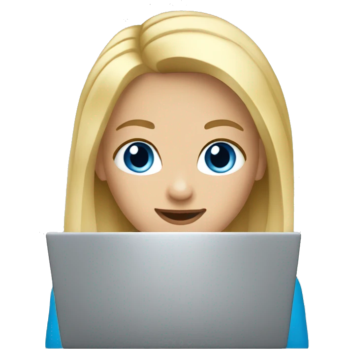 Blond hair blue eyes girl with laptop  emoji