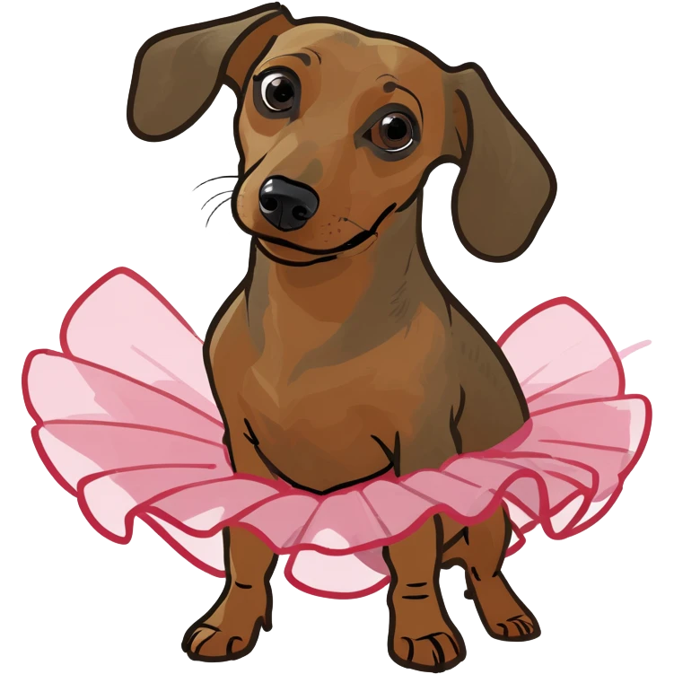 Red dachshund wearing a tutu  emoji