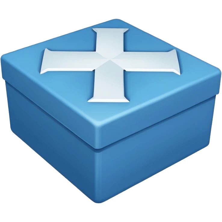 Make exactly as the cross is. Make the blue a little darker. ☩ The emoji is for X. the blue is for the box, the cross must be white emoji