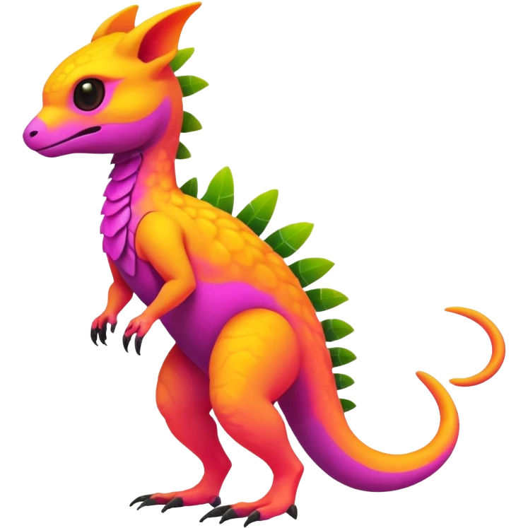 Exotic Tropical futuristic lush warm-colored neon-colored Fakémon-Trico-creature (full body) emoji