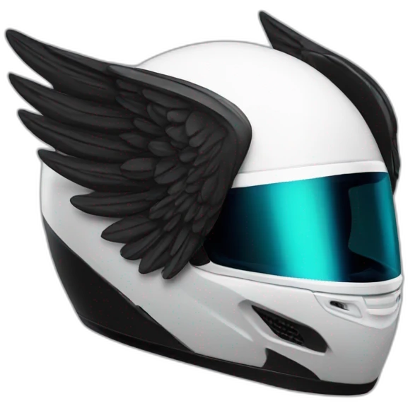 black moto helmet with wings emoji
