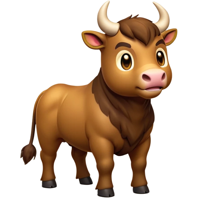cinematic-[brown bull]-realistic-full-body-standing-emoji,-tail-flicking-lazily,-head-tilted-dramatically,-sleek-[brown]-fur,-simplified-yet-realistic-focused-features,-highly-detailed,-glowing-with-an-almost-sarcastic-glow emoji