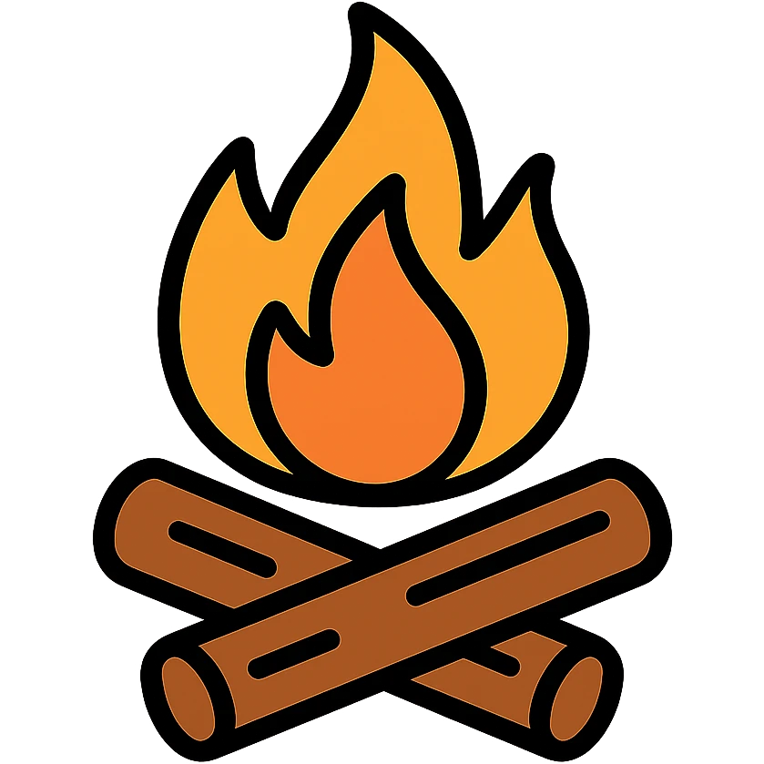 fire icon, color outline, black outlines, modern icon style emoji