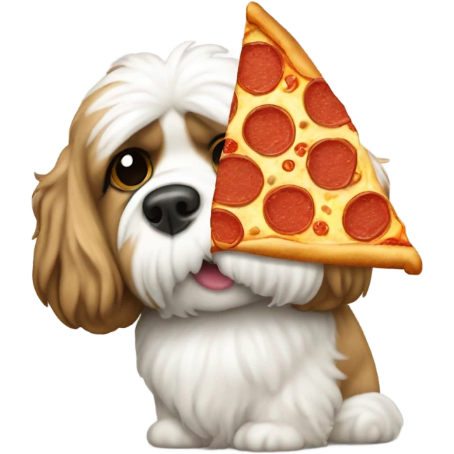 Shitzu eating a pizza emoji