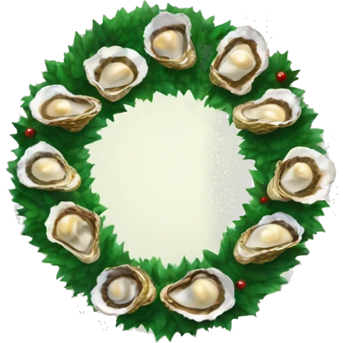Christmas wreath with oysters emoji