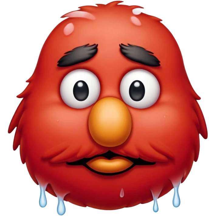 A sad Elmo with tears in his eyes, looking down emoji