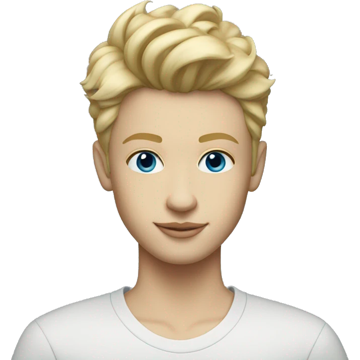 short textured quiff blonde hair white teenager with blue eyes emoji